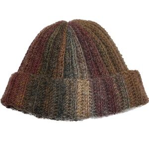 multicolored ribbed beanie